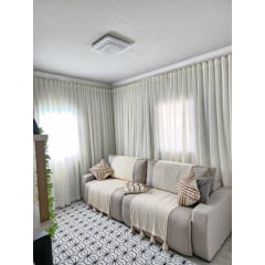 Cortina de gaze de linho off white com forro microfibra pérola 19,00x2,58 - para trilho suíço Max simples cliente Darlene (G)