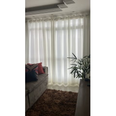 Cortina de Gaze de Linho Off Whitte com Forro Microfibra Pérola - Para Varão Duplo ( Ver Descrição) W