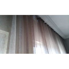 Cortina de Voil Cross bege claro com Forro Blackout 100% branco gelo  - Para Trilho Suisso Max SIMPLES  8,10 x 2,80 ( Cliente Maisa ) ( D )