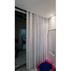 Cortina de Voil Liso branco com Forro Blackout 100% branco gelo - Para Varão Simples 10,00 x 2,45 ( Cliente Ana Paula ) ( D ) 