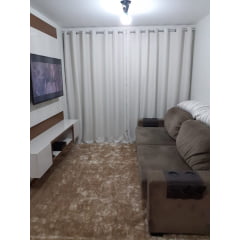 Cortina de Voil Liso branco com Forro Blackout 100% branco gelo - Para Varão Simples  com ilhós branco 6,00 x 2,30 e mais tecido black ( cliente Cristiane ) ( D )