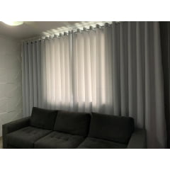 Cortina de Voil Liso Branco com Forro Blackout 70% Branco Gelo - Para Varão Simples 5,40x2,75 ( Ver Descrição) W