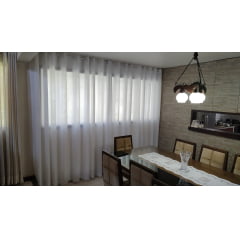 Cortina de Voil liso Branco com forro Microfibra Branco - Para varão Simples com ilhós branco 2,00x2,30  ( D )