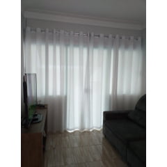 Cortina de Voil Liso Branco com Forro Microfibra Branco - Para Varão Simples com ilhós cromado 3,50 x 2,60 ( Cliente ALine ) ( D )