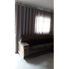 Cortina de Voil Liso cinza com Forro Microfibra cinza - Para Varão Simples com ilhós cromado 8,00 x 2,65 ( Cliente Mirelle ) ( D )
