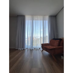 Cortina de Voil Liso Perola  com forro blackout 100% branco gelo  para trilho suisso max duplo ( Ver descrição ) ( D )  