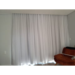 Cortina de Voil Liso Perola  com forro blackout 100% branco gelo  para trilho suisso max duplo ( Ver descrição ) ( D )  