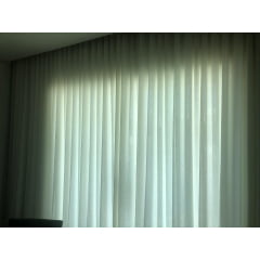  Cortina de Voil Liso Off White com Forro Microfibra Branca - Para Varão Simples 4,00x1,80  ( Ver Descrição) W