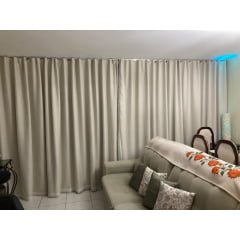 Cortina de voil liso perola com forro de blackout 70% bege para varão com illhos cromado 10,00 x 2,25 ( Cliente Cristiana ) ( D )
