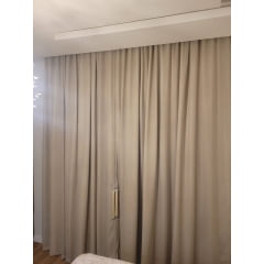 Cortina de Voil Liso pérola com Forro microfibra bege - Para Varão deslizantes simples 8,10 x 3,05 ( Cliente Flavia ) ( D )
