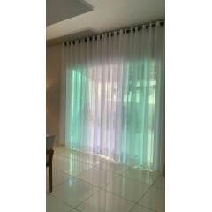 Cortina de Voil Rustico branco sem Forro - Para Varão Simples com ilhós imbuia 8,00 x 2,50 ( Cliente Leandra ) ( D )