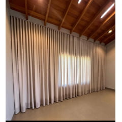 Cortina gaze de linho bege com forro microfibra bege 6,00x2,70 - trilho comum simples cliente Andria (D) Cortina gaze de linho bege com forro microfibra bege 6,00x2,70 - trilho comum simples cliente Andria (D)