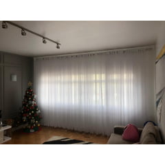 Cortina Voil Liso Pérola SEM FORRO 15,00 x 2,75 em 2 partes - barra de 6cm / Para Varão (ilhós cromado) Cliente Claide (G) 