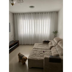 Kit 3 cortinas voil liso branco com forro microfibra branco - para varão ilhós BRANCO - Cliente Bruna (G) 