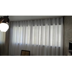 Kit 3 cortinas voil liso branco com microf branco 1 - 7,00x2,40 // 2- 3,00x2,20 - Para varão simples ilhós cromado (D) 