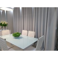 Kit de 12 cortinas de Voil Liso Off White com Forro Blackout 100% Off White- Para Varão Simples  ( Cliente Renata ) ( D )