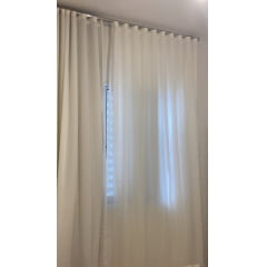 Kit de 2 Cortinas de Gaze de Linho Off white com Forro Blackout 100% Off white - Para Trilho Suisso Max Duplo   ver descrição ( Cliente Bianca ) ( D )