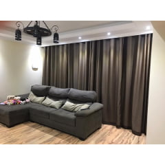 Kit de 2 cortinas de voil liso marrom com forro blackout 100% para varão simples ( Cliente Rejane ) ( D ) Kit de 2 cortinas de voil liso marrom com forro blackout 100% para varão simples ( Cliente Rejane ) ( D )