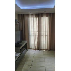 Kit de 2 Cortinas de Voil Liso perola com Forro Microfibra bege - Para Varão Simples com ilhós cromado ( Cliente Cristiano ) ( D ) 