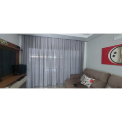 Kit de 2 cortinas Gaze de linho e voil flame perola com forro microfibra para Varão ( Cliente Edilene ) ( D ) 