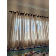  Kit de 3 Cortinas de Jacquard Bege sem Forro - Para Varão Simples com ilhós croamdo ( Cliente Yasmine ) ( D )