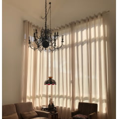 Kit de 4 Cortinas de Voil Liso perola com Forro Microfibra bege  - Para Varão Simples com ilhós marfim ( Cliente Bianca ) ( D )