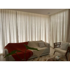 Kit de 5 cortinas de Gaze de linho bege com forro microfibra perola ( Cliente ) ( D ) 